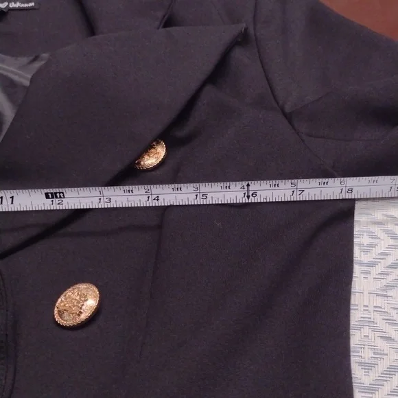 Attitude Unknown Chic Black Double-Breasted Blazer with Gold Accents - Picture 15 of 16